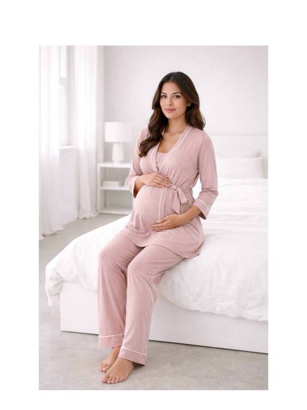 Bella Maternity 3-Piece Pajama SetCotton/modal Mandorla/Moon
Ivory size S
